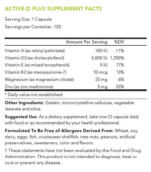 Active D plus supplement facts