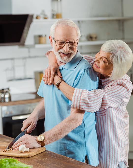 Couple cooking together